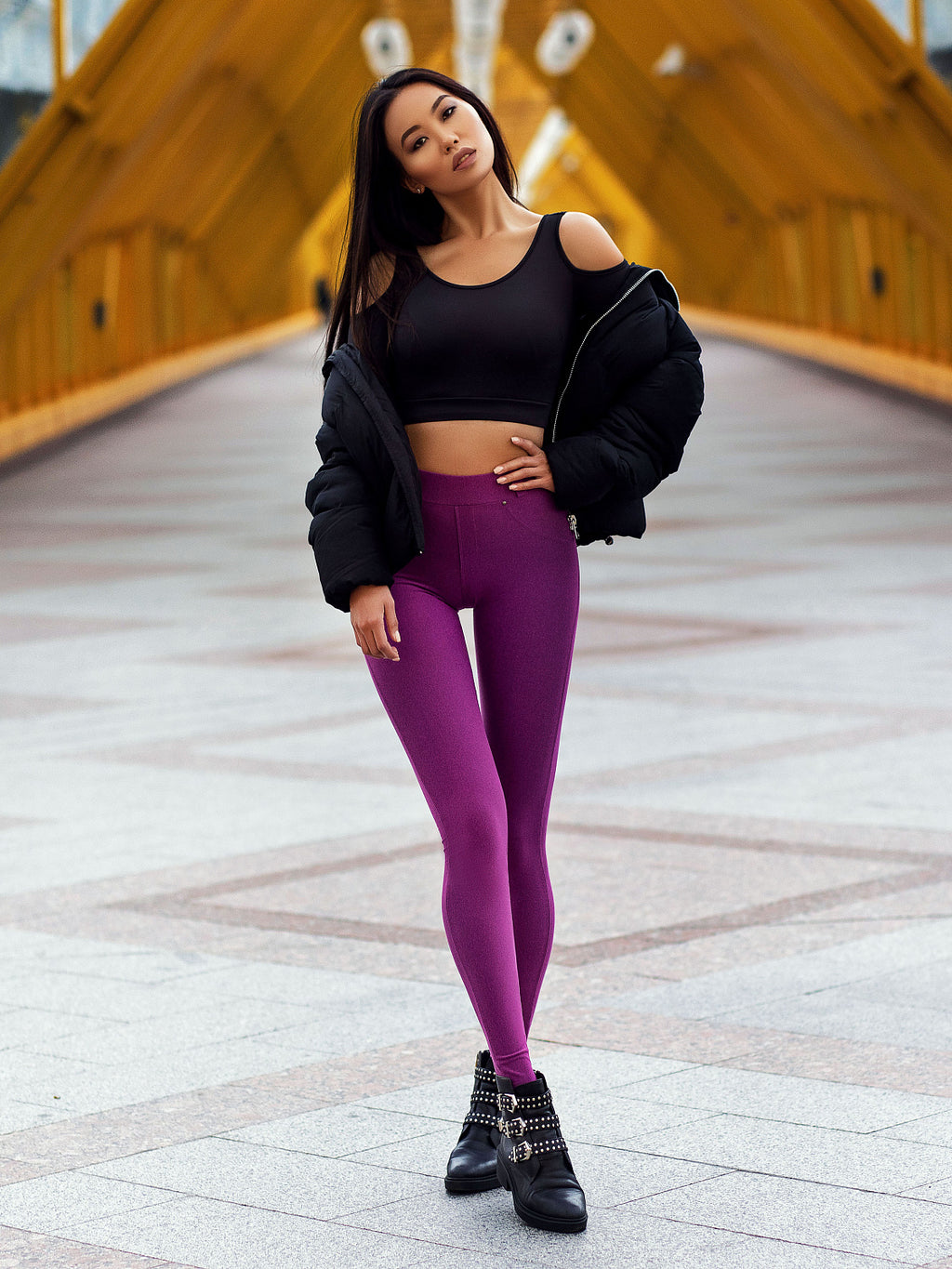 Leggings Who Is Your Freddy? Fluffy Purple Vine Melanje M Bona Fide